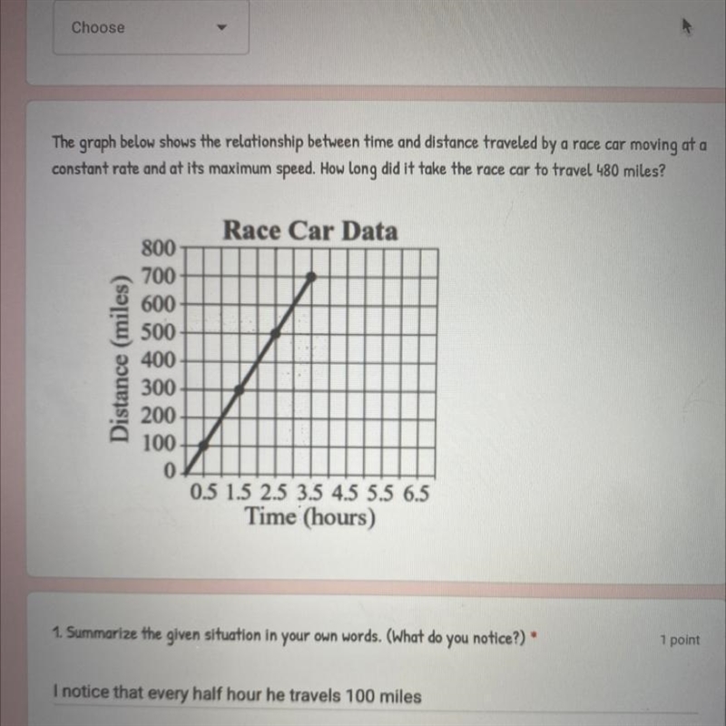 Written Portion The graph below shows the relationship between time and distance traveled-example-1