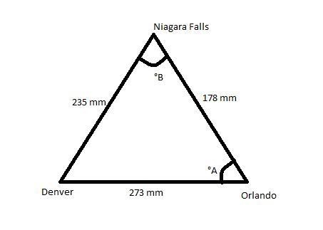 On a map, Orlando is 178 millimeters due south of Niagara Falls, Denver is 273 millimeters-example-1