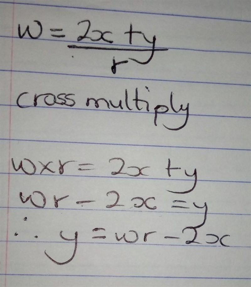 Solve for y in terms of r,w, and y-example-1