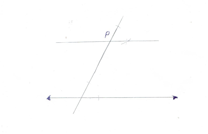 Line m and point P are shown below. Part A: Using a compass and straightedge, construct-example-1