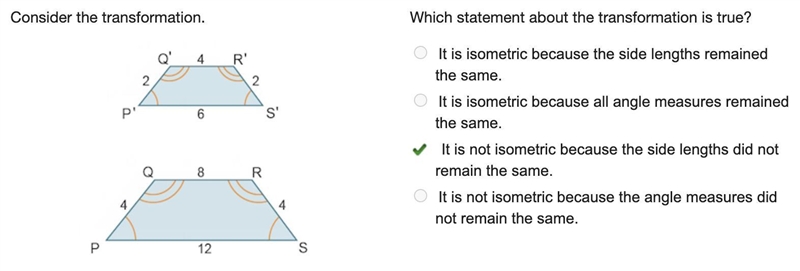 Which statement about the transformation is true? Consider the transformation. It-example-1