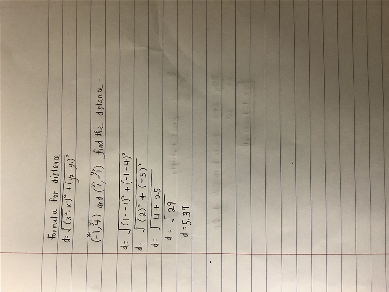 (-1,4) and (1,-1) find the distance-example-1