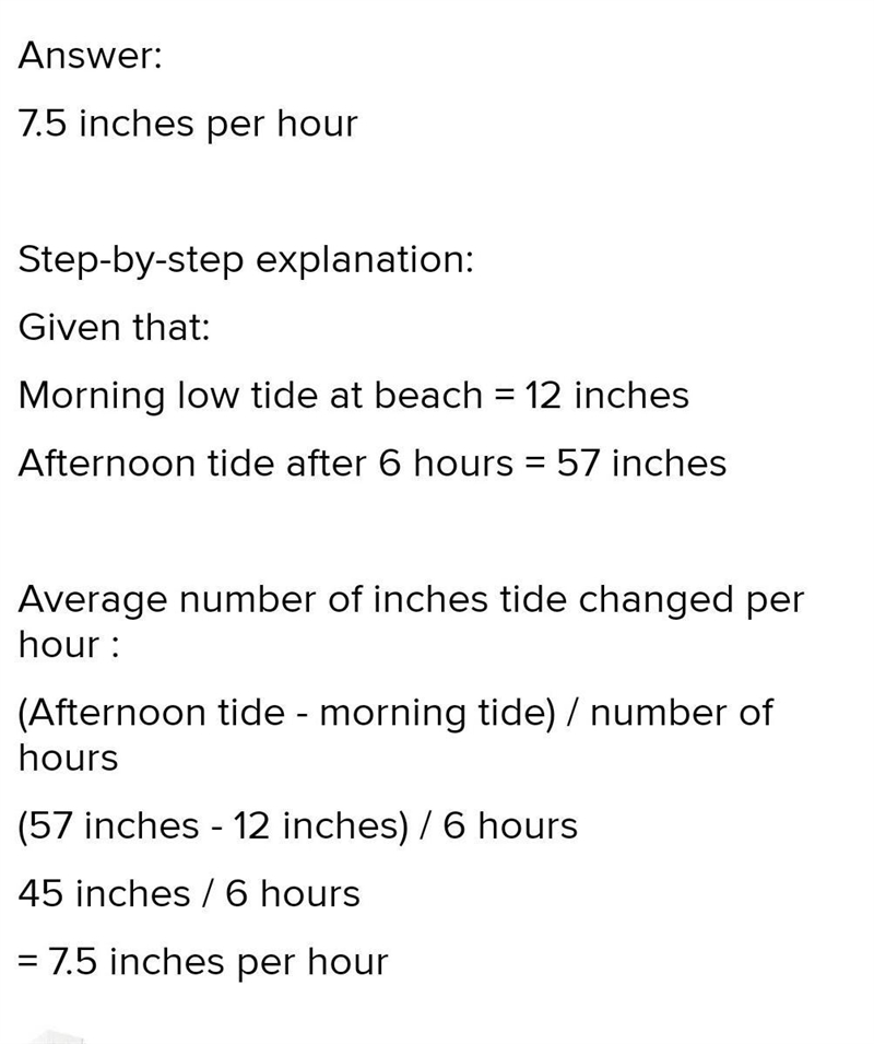 The morning low tide at the beach is 12 inches. After 6 hours, the afternoon high-example-1