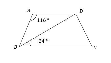 Trapezoid A B C D is shown. A diagonal is drawn from point B to point D. Sides B C-example-1