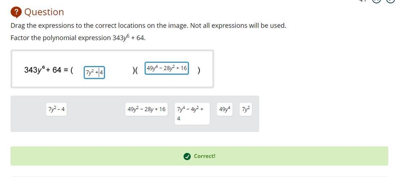 Factor the expression 343y^6+64-example-1