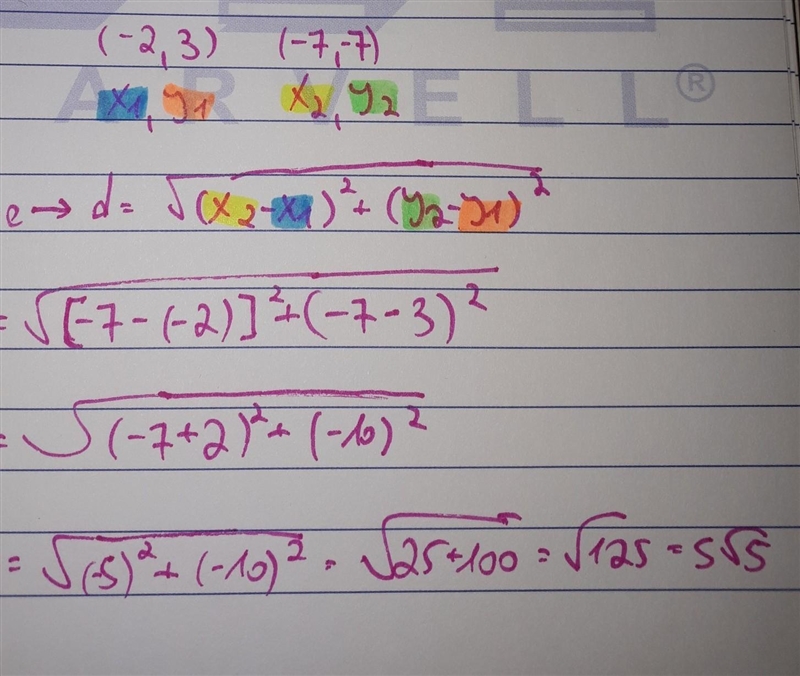 What is the distance between the points (-2, 3). (-7, - 7)? *​-example-1