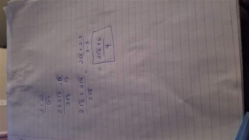 Can someone help with explanation what is 2+√12/√27-example-1