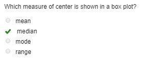 Which measure of center is shown in a box plot? mean, median, mode, range-example-1