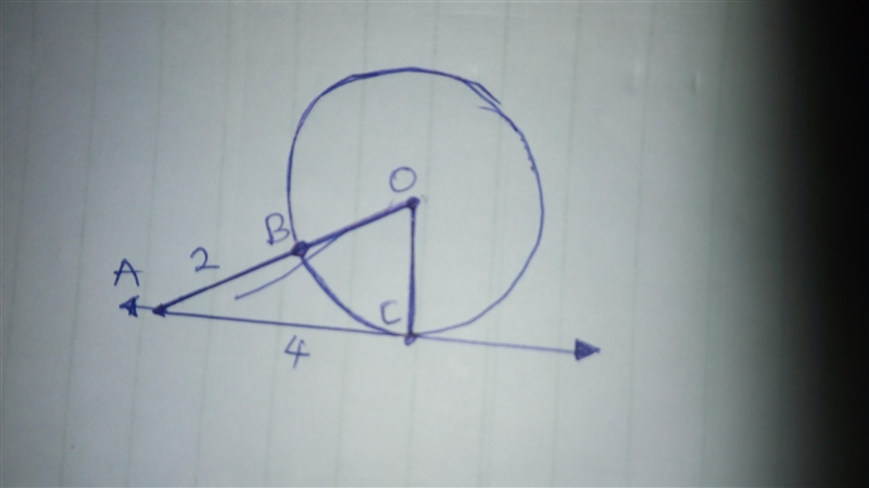 1. Find the length of the radius of the circle. Show your work: AC is tangent to circle-example-1