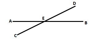 Line AB and line CD intersect at point E, with point E between A and B and between-example-1