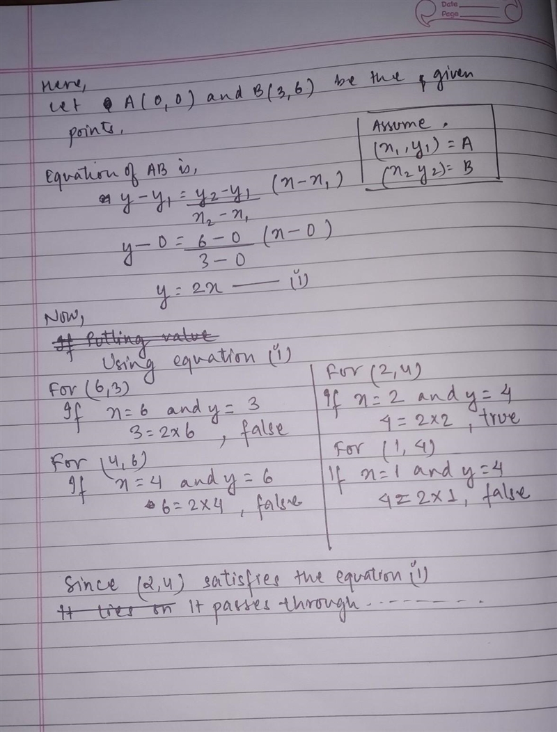 A line passes through the origin and (3, 6). Which point is also on the line? A (6,3) B-example-1