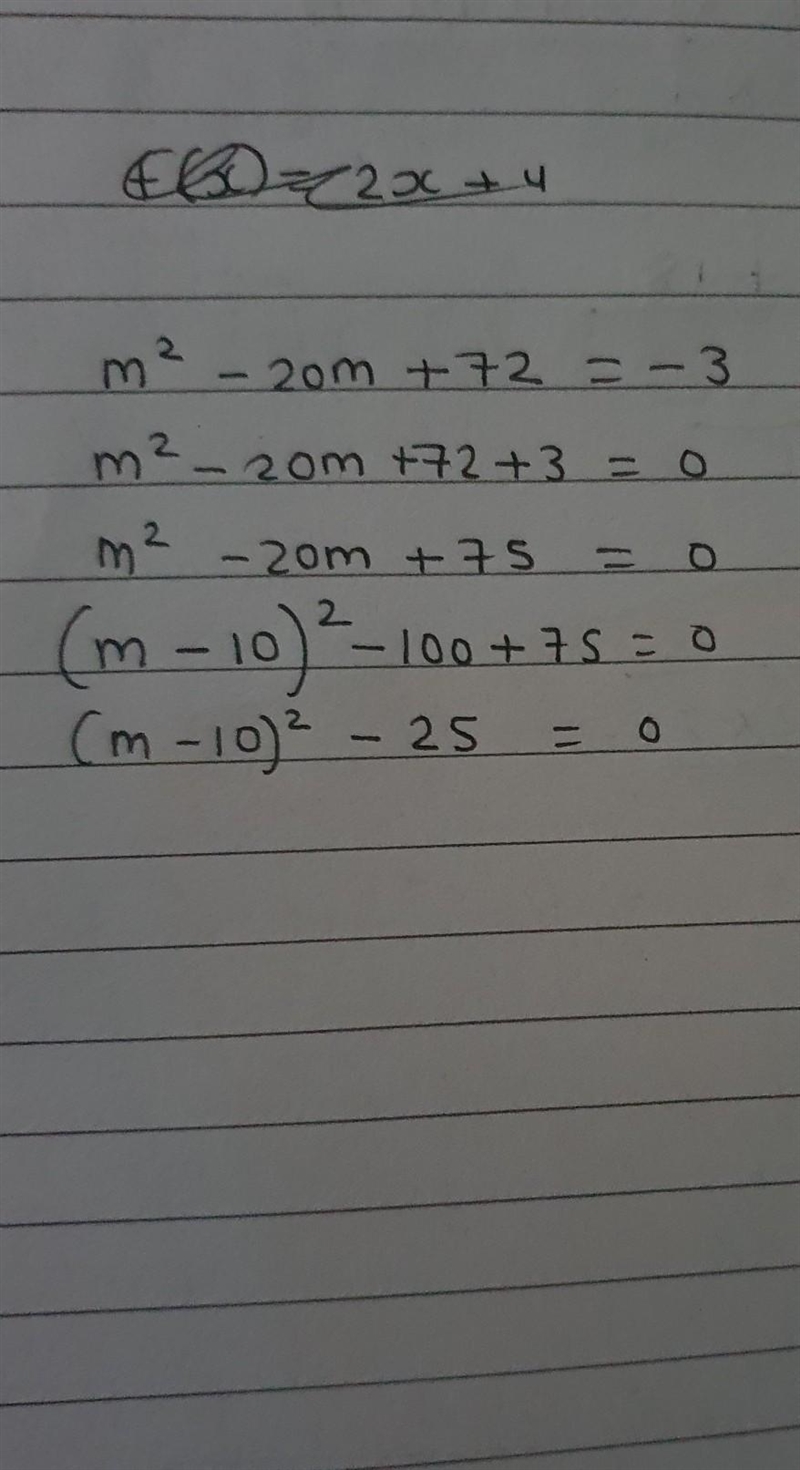 Write m2 - 20m + 72 = -3 in vertex form.-example-1