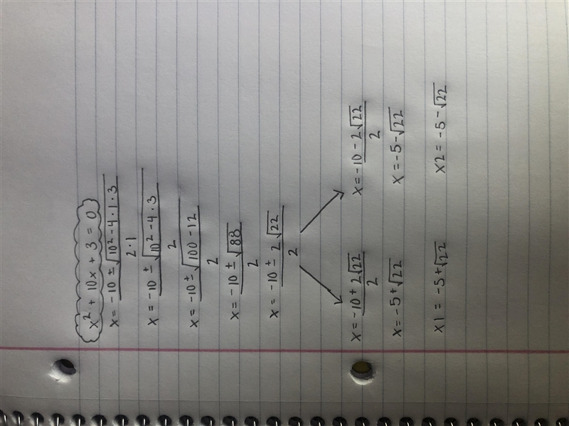 X² +10x+3=0 how do I slove it with the quadratic formula?​-example-1