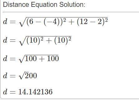 A(-4, 2) and B (6, 12), find the distance of AB-example-1