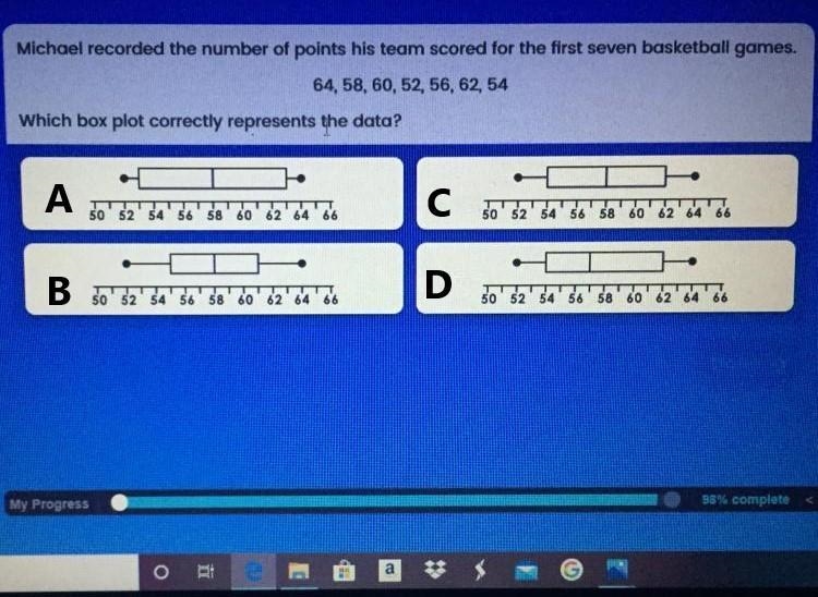 Micheal recorded the number of points his team scored for the first seven basketball-example-1