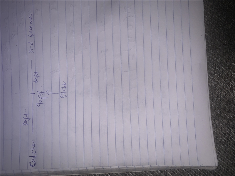 A baseball field is being designed. There is 60 ft between the pitcher and 3rd baseman-example-1