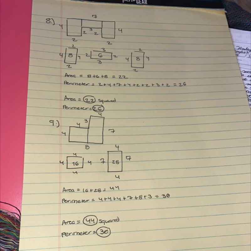 I need help with numbers 8 and 9... I need to use these formulas for it... Perimeter-example-1