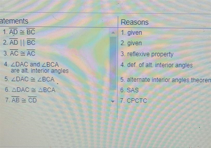 Given: AD = BC and AD || BC Prove: ABCD is a parallelogram. Angles Segments Triangles-example-1