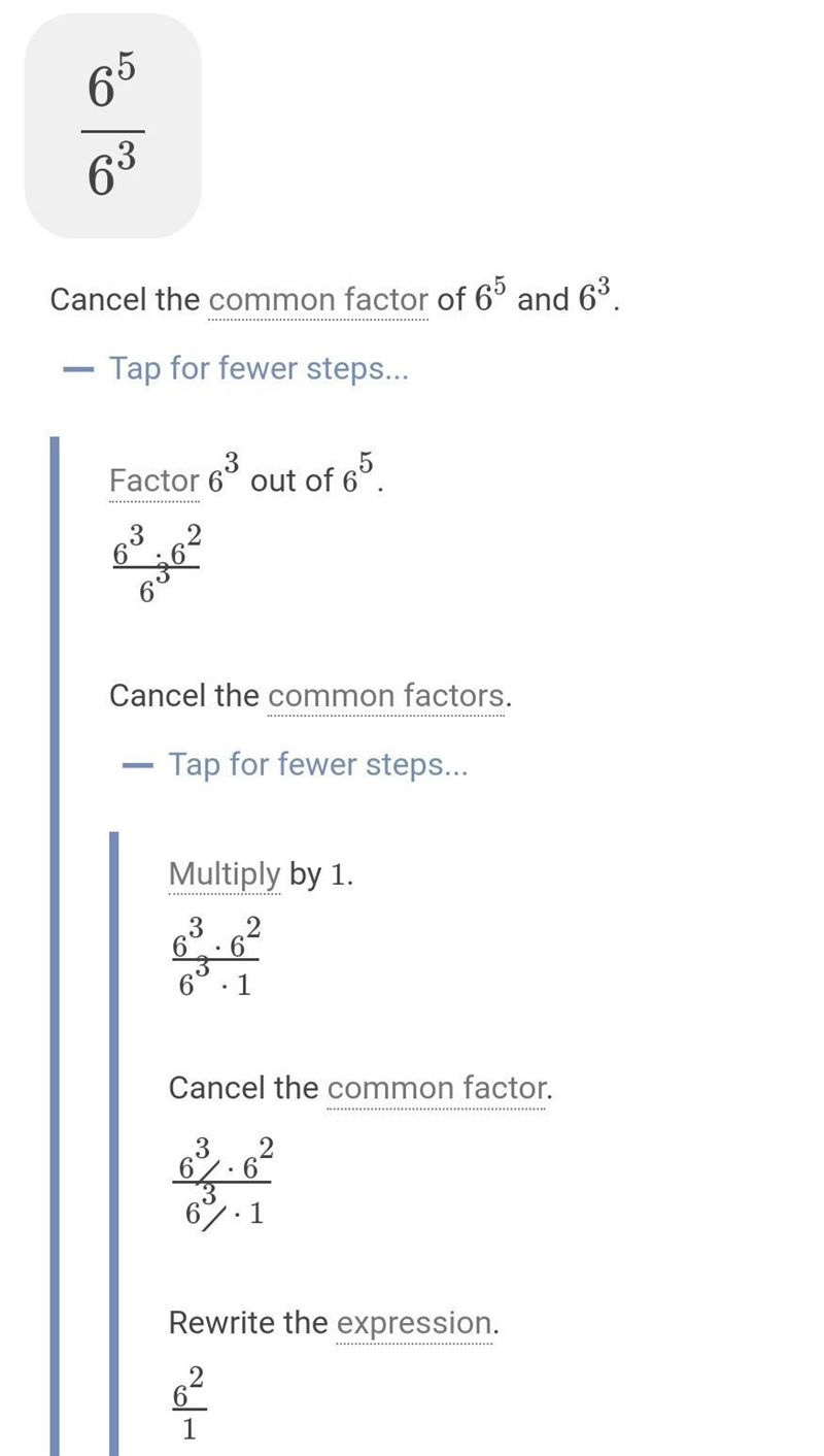 Please help. Simplify 6^-3/6^-5-example-1