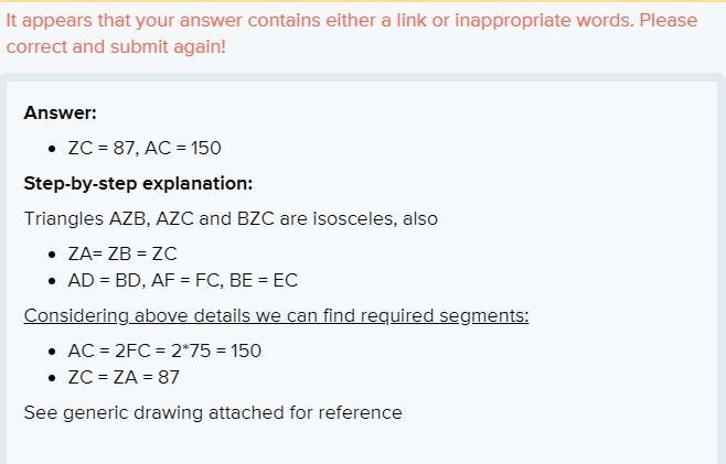 ZD, ZE, and ZF are the perpendicular bisectors of ABC. Use that information to find-example-1