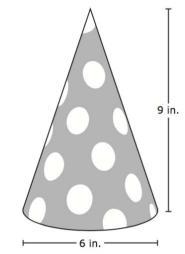 A party hat is shaped like a cone. Which measurement is closest to the volume in cubic-example-1