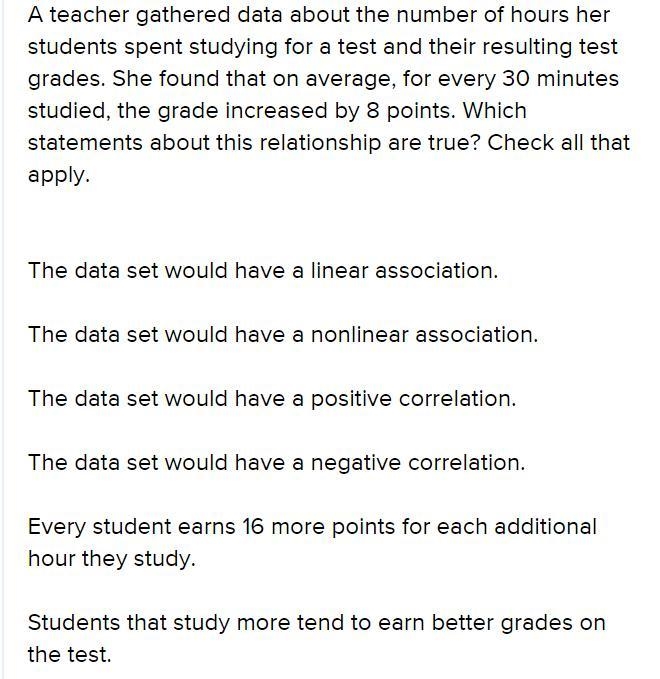 A teacher gathered data about the number of hours her students spent studying for-example-1