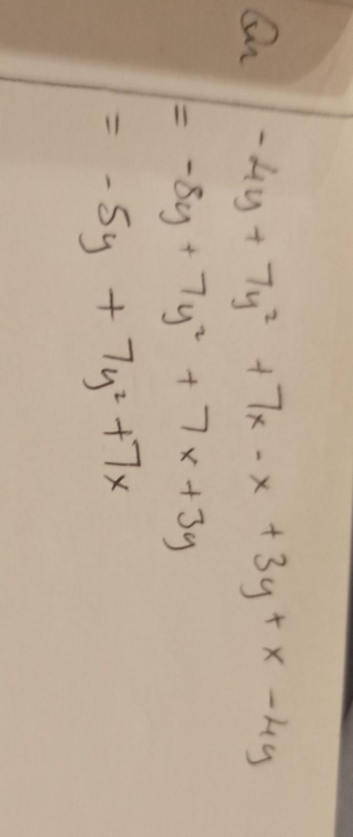 What is -4y+7y²+7x-x+3y+x-4y-example-1