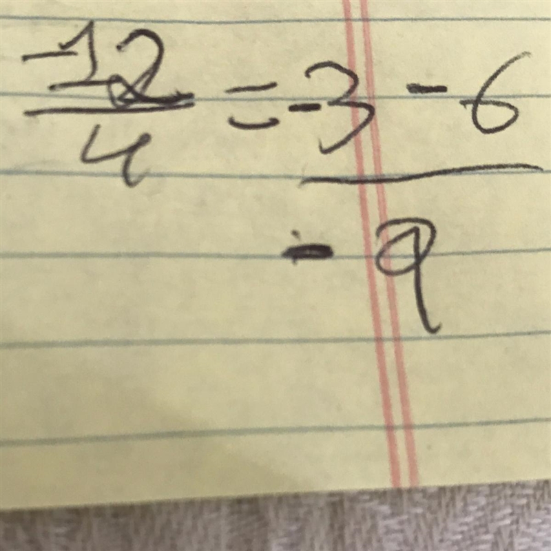 Evaluate the expression. -12 divided by 4 - 6-example-1