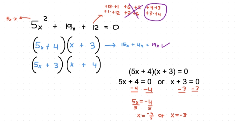 Solve by factoring: 5x^2 + 19x + 12 = 0-example-1