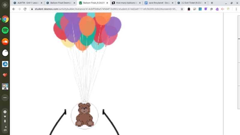 How many balloons will it take to float a toy bear that weighs 350 grams-example-1