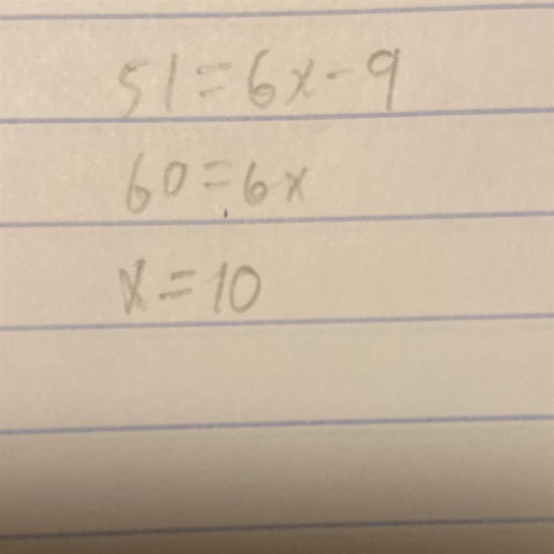 Find the value of x so that the function has the given value. f(x) = 6x – 9; f() = 51-example-1