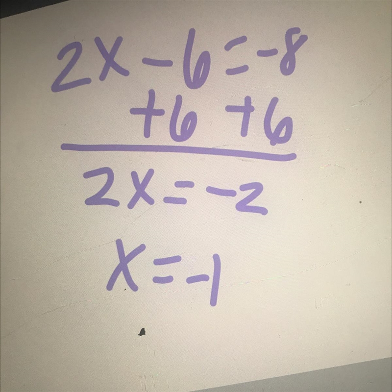 2(x - 3) = -8 can someone explain to me how to slove this without calculator please-example-1