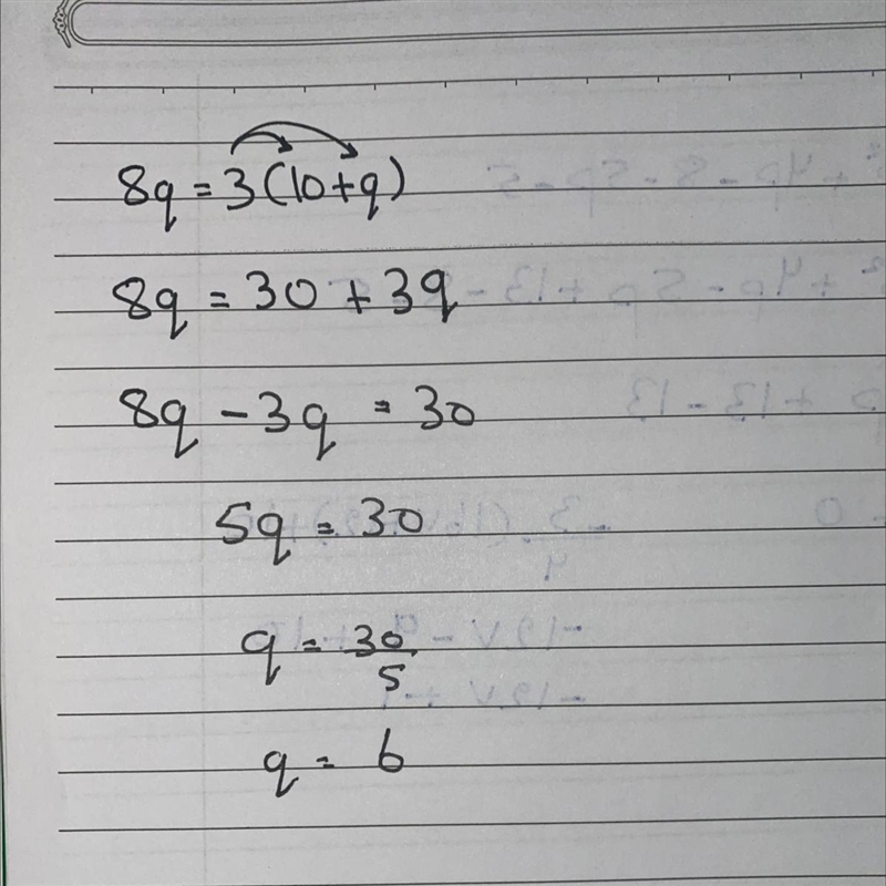 8q=3(10+q) what is the value of Q-example-1