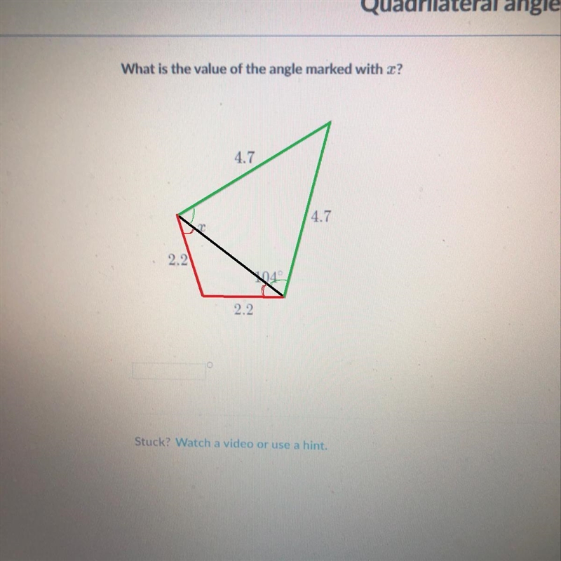 What is the value angle marked x?-example-1