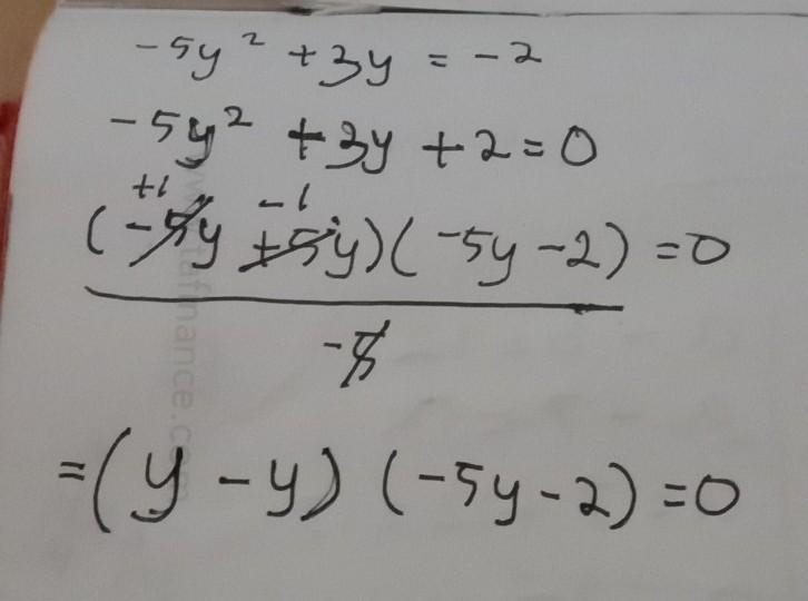 -5y²+2y=-2 Use the quadratic to solve the equation-example-1