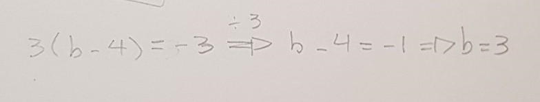 Solve for b: 3(b - 4) = -3-example-1