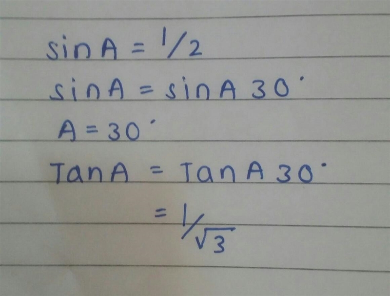 If sinA=1/2than find tan A​-example-1