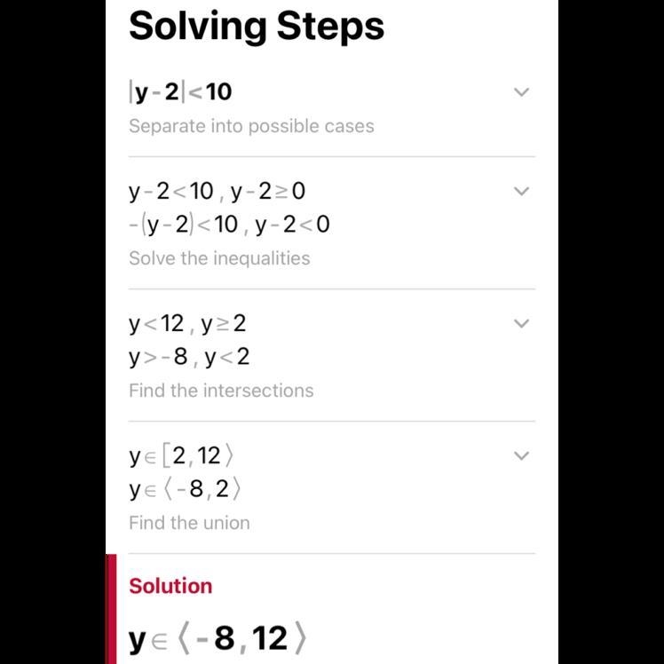 Solve |y-2|<10 please-example-1