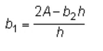 The formula for the area of a trapezoid is A = one-half (b Subscript 1 Baseline + b-example-1