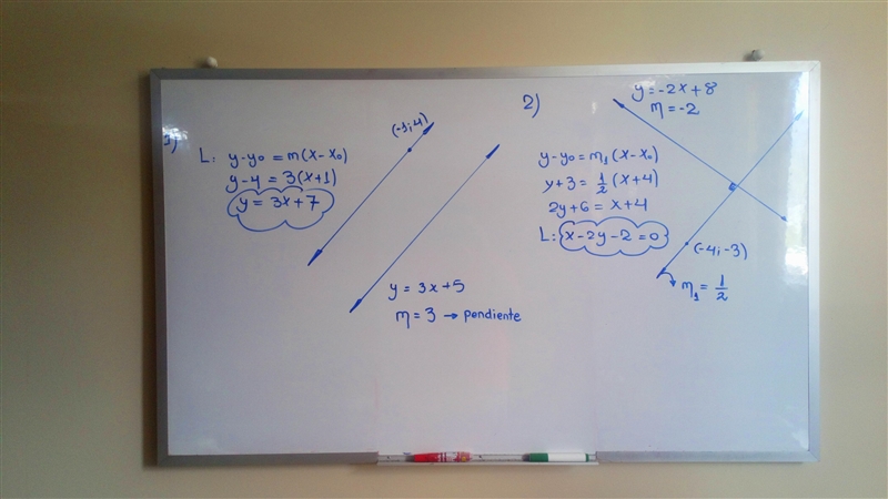 Need help. 1.) Write the equation of the line that is parallel to y=3x+5 and passes-example-1