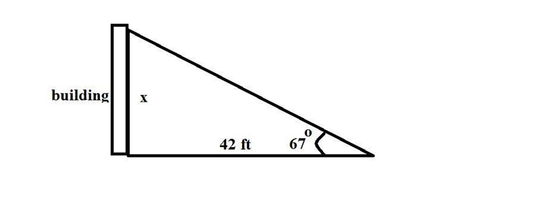 From a distance of 42 feet from the base of a building, the angle of elevation to-example-1