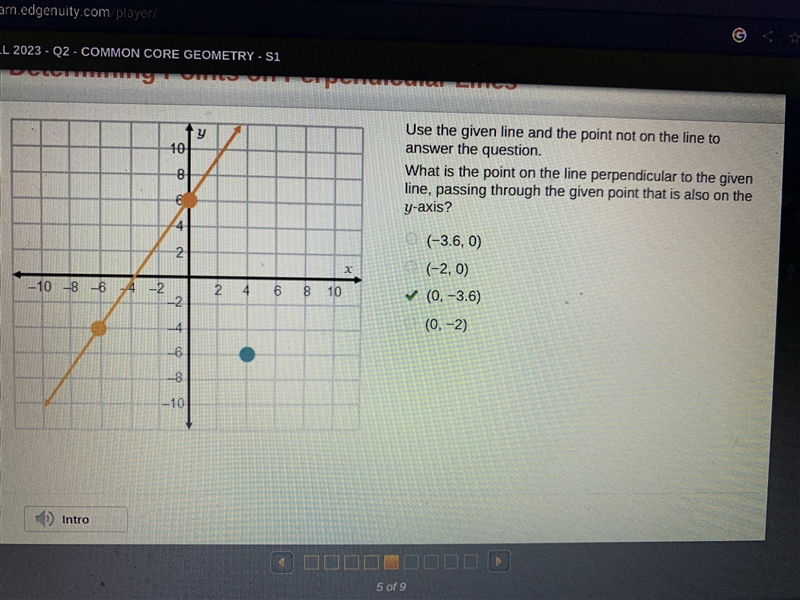 Use the given line and the point not on the line to answer the question, What is the-example-1