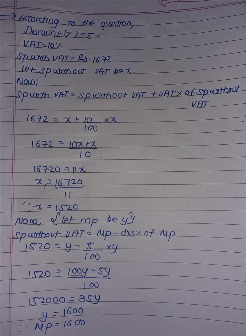 after allowing 5 percent discount on the marked price of a radio 10 percent vat is-example-1