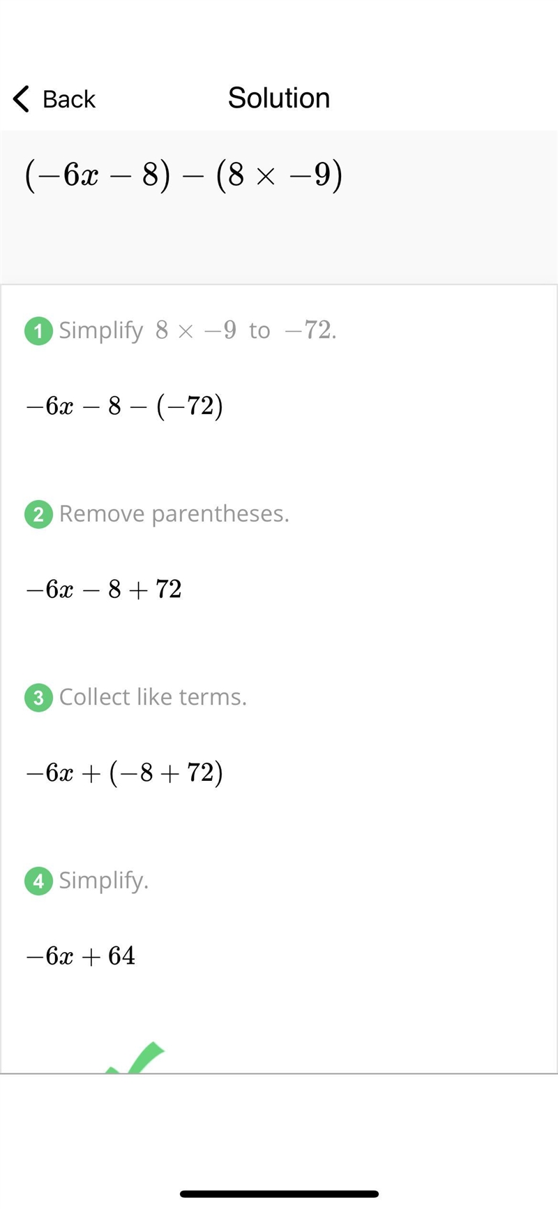 (-6x - 8) - (8x-9) subtract the expressions-example-1