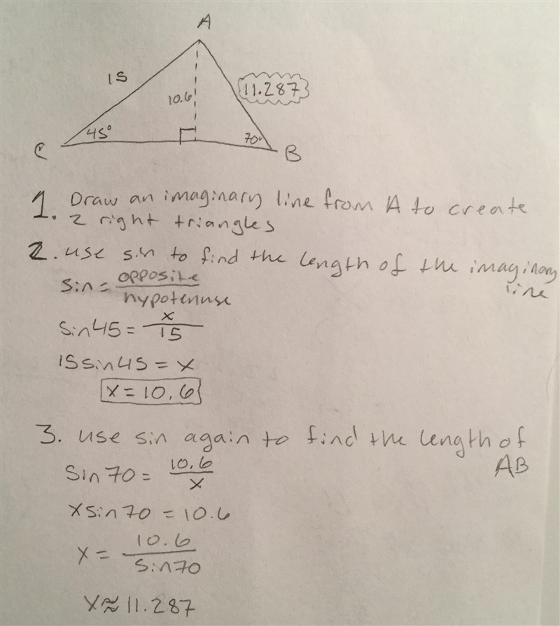 What is the length of line segment AB in the triangle below?-example-1