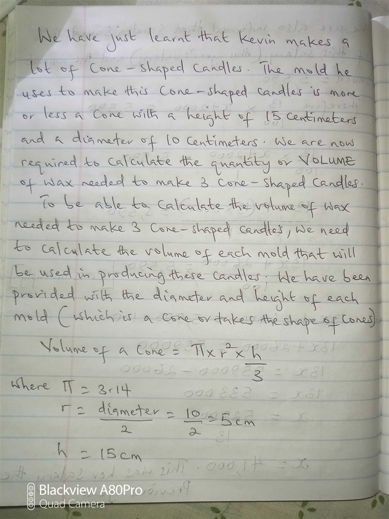 Kevin makes several cone-shaped candles. He uses a cone mold that has a height of-example-1