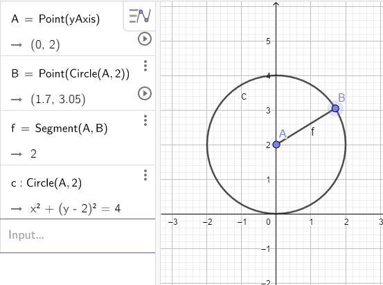 Create a circle with center A and a radius of your choice. Create a point B on the-example-1