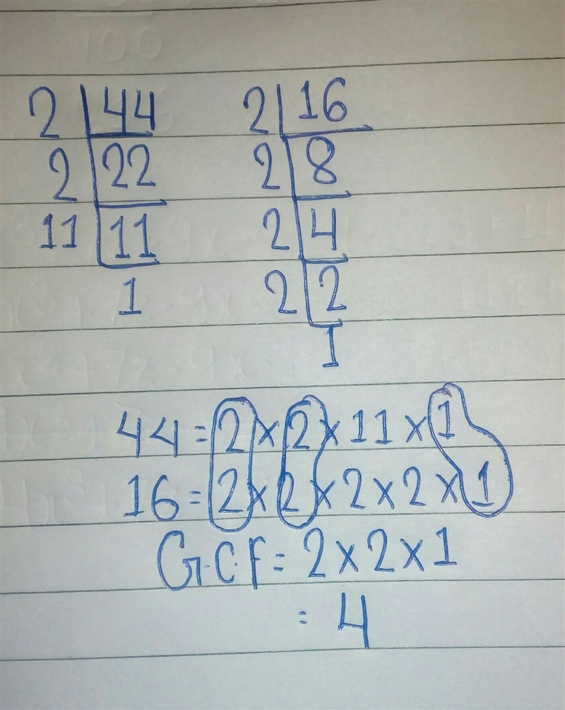 Find the greatest common factor of 44 and 16.-example-1