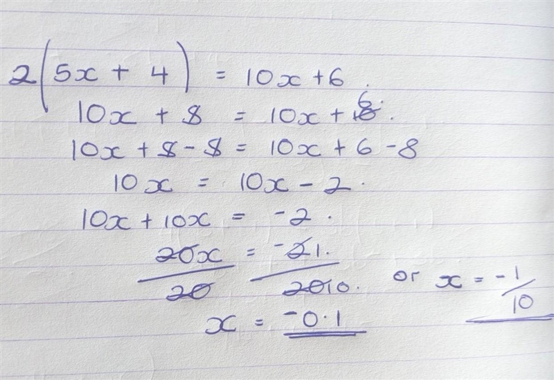 2(5x+4)=10x+6 Someone can help me?-example-1