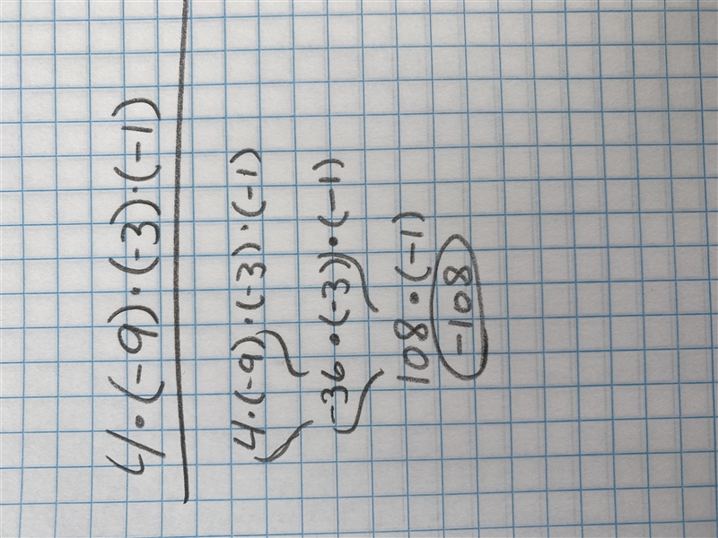 Which product is negative? −2⋅(−7)⋅12⋅(4) 4⋅(−9)⋅(−3)⋅(−1) −6⋅(−7)⋅(−8)⋅0 −3⋅(−2)⋅(−4)⋅(−7) ( plz-example-1